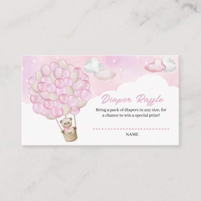 Niedliche rosa Wolken Teddy Bear Balloons Windelwi Begleitkarte (Vorderseite)