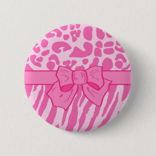 Niedliche Rosa Zebra Leopard Tierdruckerei und Gir Button