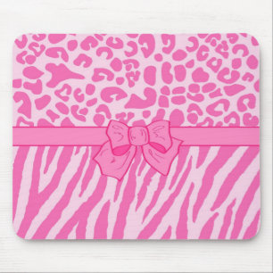 Niedliche Rosa Zebra Leopard Tierdruckerei und Gir Mousepad