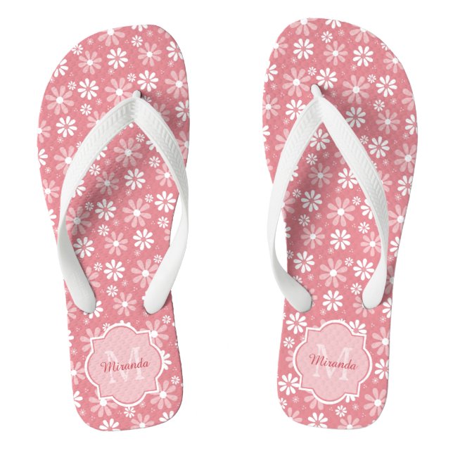 Niedliche, rosafarbene Blume mit Name Flip Flops (Fußbett)