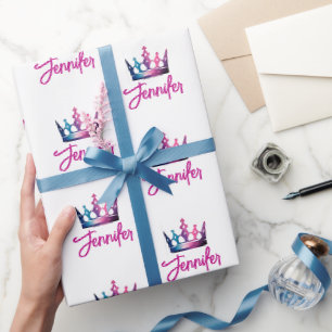 Niedliche rosafarbene königliche Prinzessenkrone u Geschenkpapier