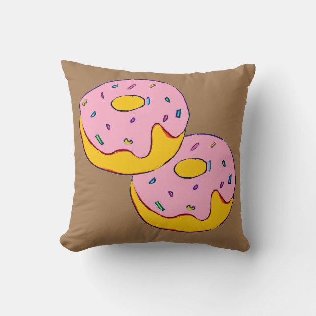Niedliche, rosafarbene Krapfen, süße Dessertkunst Kissen (Vorderseite)