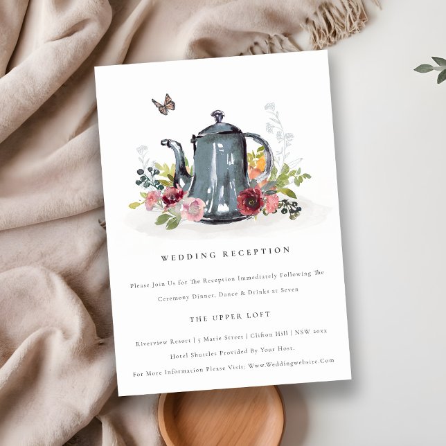 Niedliche Rose Blumenkohl Hochzeitsempfang Begleitkarte (Von Creator hochgeladen)