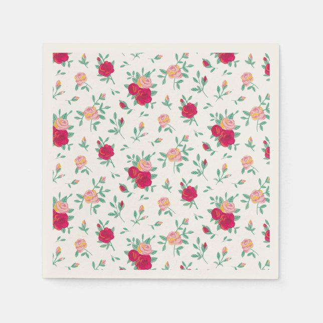 Niedliche Rose Geburtstagsparty Serviette (Vorderseite)