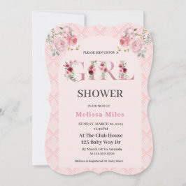 Niedliche Rose Gold Blumenbriefe Girl Baby Dusche Einladung