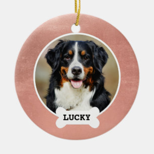 Niedliche Rose Gold Brushed Metal Name Foto Keramik Ornament