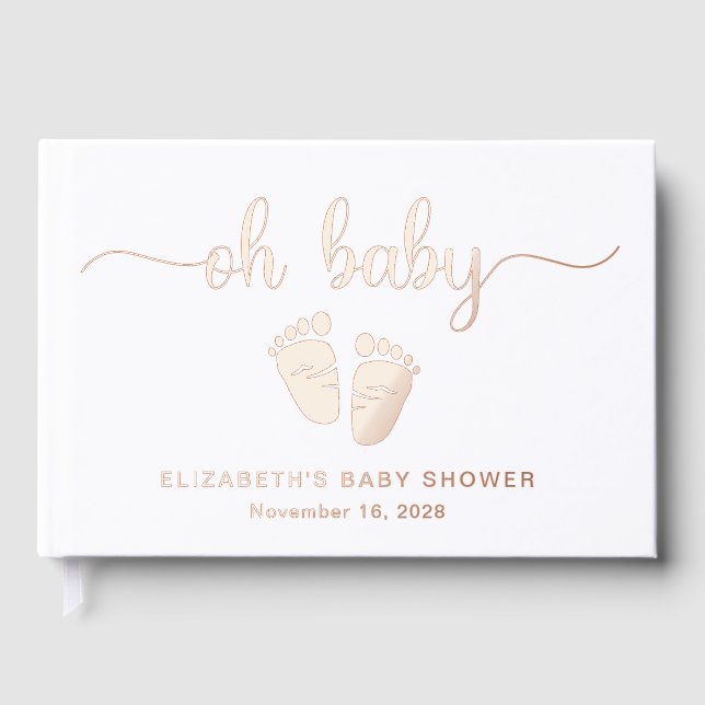 Niedliche Rose Gold Foil Girl Dusche Gästebuch (Vorderseite)