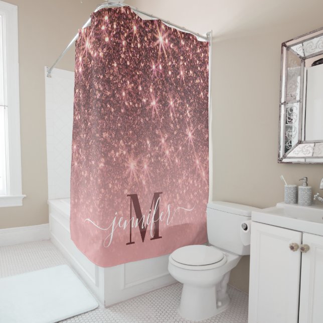 Niedliche Rose Gold Glitzer Duschvorhang (Beispiel)