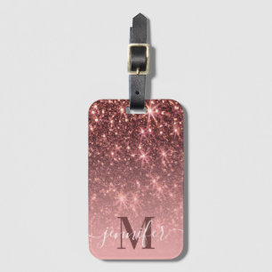 Niedliche Rose Gold Glitzer Gepäckanhänger