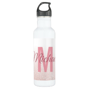 Niedliche Rose Gold Glitzer Monogramm Name Girly T Edelstahlflasche