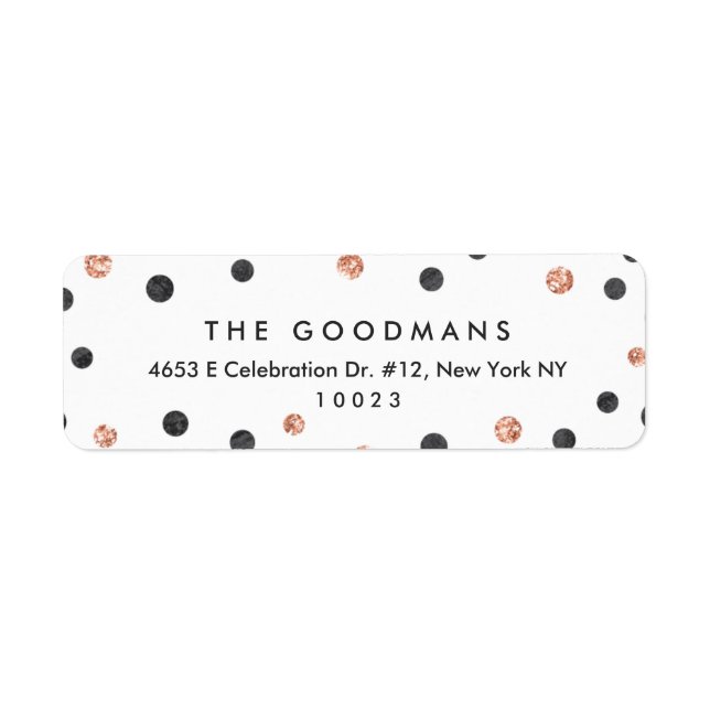 Niedliche Rose Gold Polka Dots Rücksendeadressen-A (Vorne)