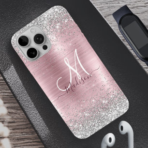 Niedliche Rose Gold Silber Imitate Glitzer mädchen iPhone 16 Pro Hülle
