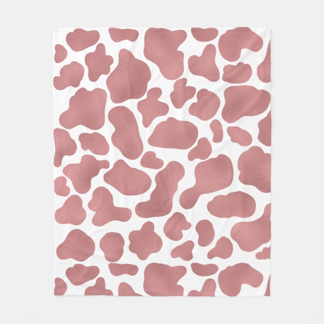 Niedliche Rose Gold Weiße Kuh Print Tiermuster Fleecedecke (Vorderseite)