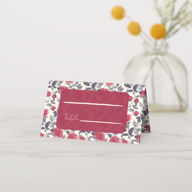 Niedliche Rose Hochzeiten Platzkarten (Vorderseite)