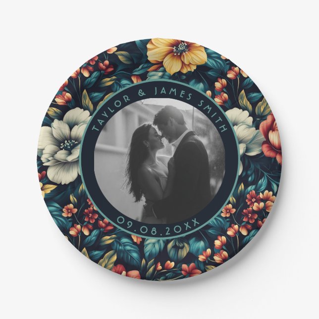 Niedliche Rose Hochzeiten Teller für Junggeselinne (Vorderseite)