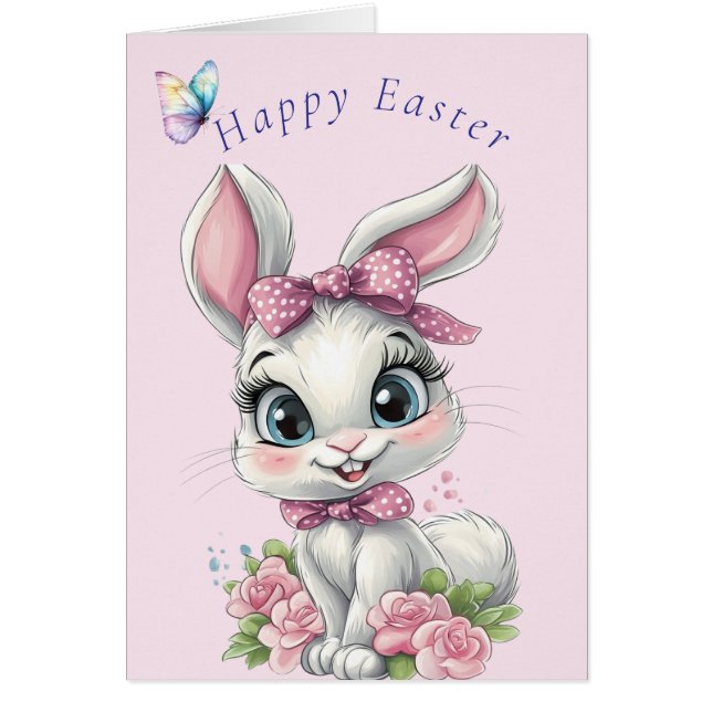 Niedliche Rose Weißer Bunny Pink Butterfly (Vorne)
