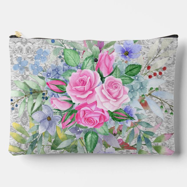 Niedliche Rosen Kosmetischer Pouch Zubehörtasche (Vorderseite)