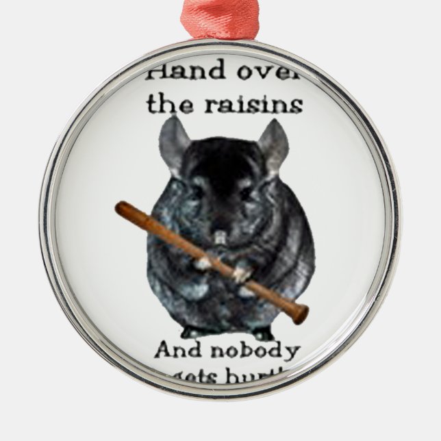 Niedliche Rosinen-gemeine Chinchilla Silbernes Ornament (Vorne)