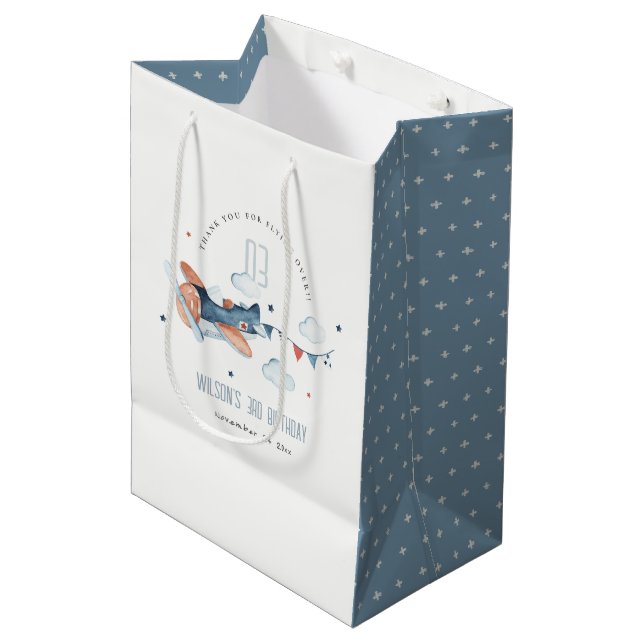 Niedliche Rostnacht Flugzeug Garland Star Cloud Ge Mittlere Geschenktüte (Vorderseite Schrägansicht)