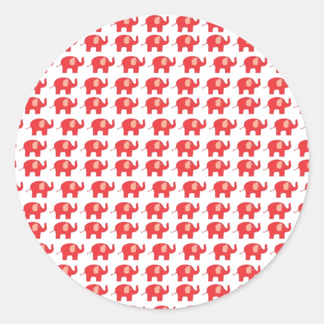 niedliche Rot-Elefant-Aufkleber. Runder Aufkleber (Vorderseite)