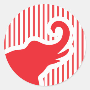 niedliche Rot-Elefant-Aufkleber. Runder Aufkleber