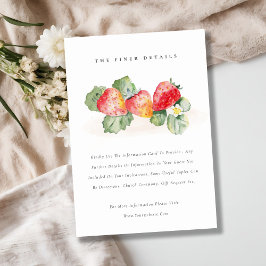 Niedliche Rote Erdbeere Blätter Hochzeitsdetails Begleitkarte