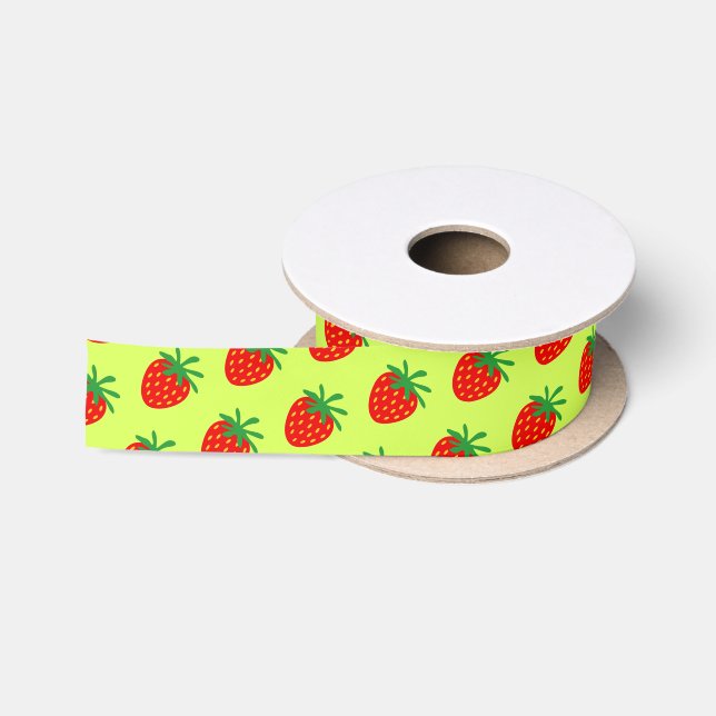 Niedliche Rote Erdbeere Fruchtmuster Geschenk Band Satinband (Spule)
