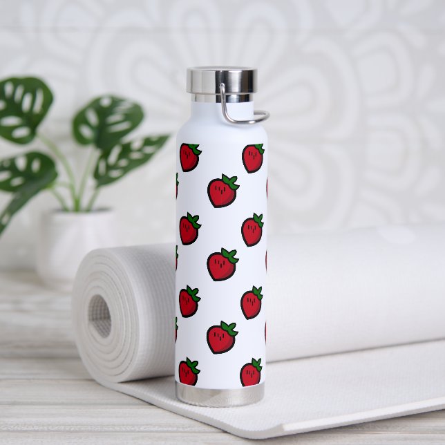 Niedliche Rote Favoriten Cartoon Erdbeeren Trinkflasche (Yoga)
