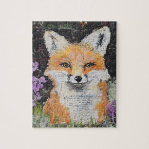 Niedliche Rote Fox-violette Blüten Mischmedien