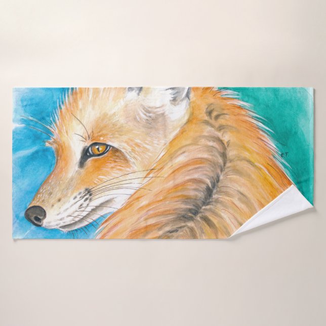 Niedliche Rote Fox Wasserfarbe Badhandtuch Set (Badehandtuch)