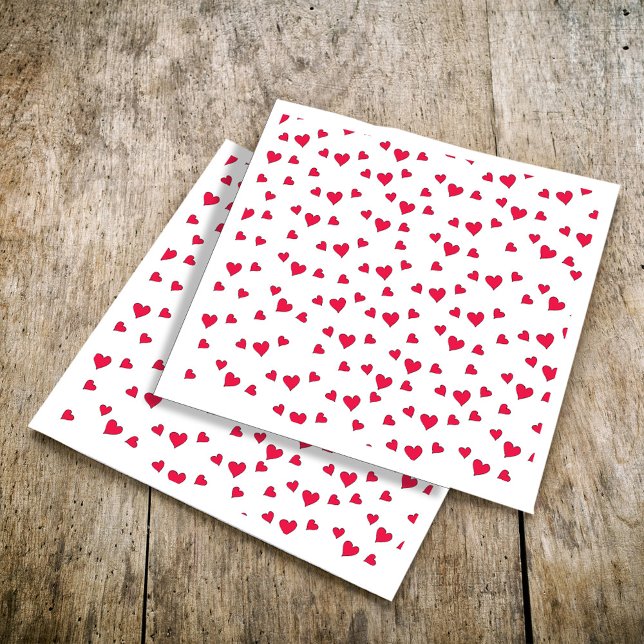 Niedliche rote Herzen Einfaches Minimalistisches M Serviette (Cute Red Hearts Simple Patterned Classic Napkin )