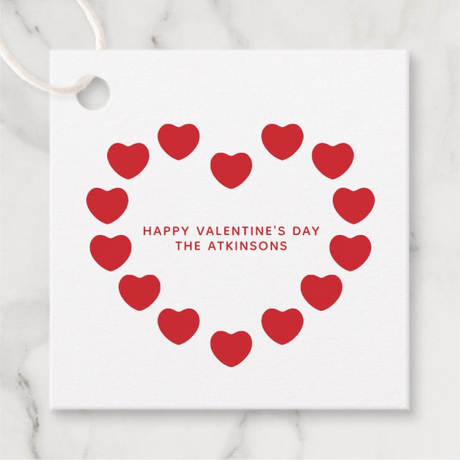 Niedliche rote Herzen Moderne Gebräuche Valentinst Geschenkanhänger (Vorderseite)