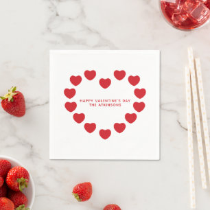 Niedliche rote Herzen Moderne Gebräuche Valentinst Serviette