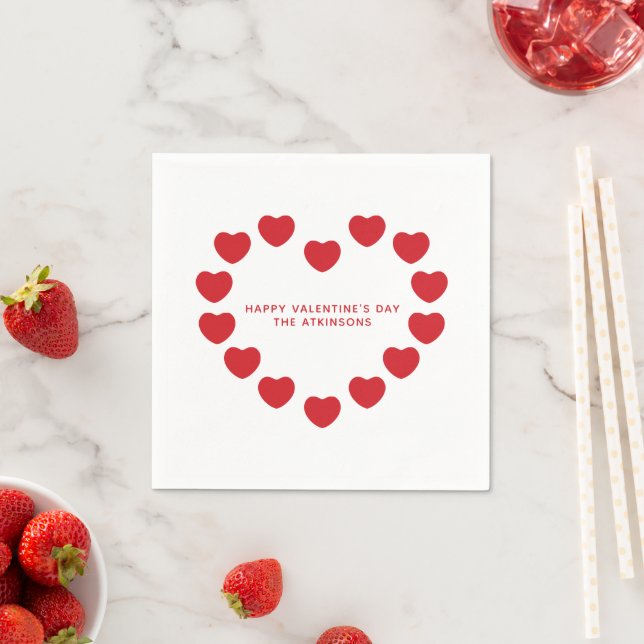 Niedliche rote Herzen Moderne Gebräuche Valentinst Serviette (Beispiel)