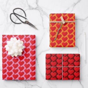 Niedliche rote Herzen Muster der modernen Valentin Geschenkpapier Set