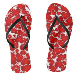 niedliche rote Herzen Muster Pair of Flip Flops