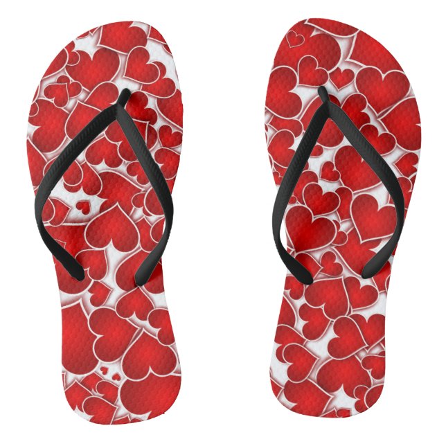 niedliche rote Herzen Muster Pair of Flip Flops (Fußbett)
