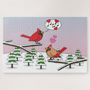 Niedliche Rote Kardinal Liebe Winterlandschaft