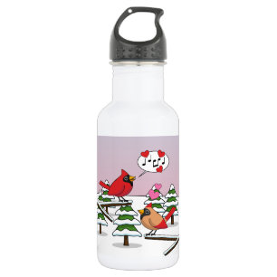 Niedliche Rote Kardinal Liebe Winterlandschaft Edelstahlflasche