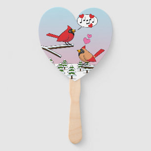 Niedliche Rote Kardinal Liebe Winterlandschaft Fächer