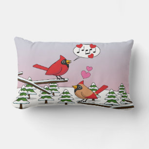 Niedliche Rote Kardinal Liebe Winterlandschaft Lendenkissen