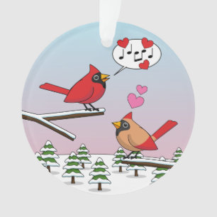Niedliche Rote Kardinal Liebe Winterlandschaft Ornament
