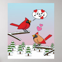 Niedliche Rote Kardinal Liebe Winterlandschaft