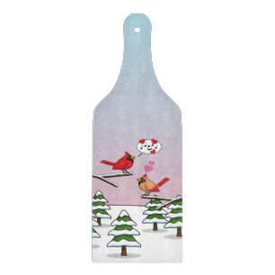 Niedliche Rote Kardinal Liebe Winterlandschaft Schneidebrett