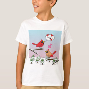 Niedliche Rote Kardinal Liebe Winterlandschaft T-Shirt