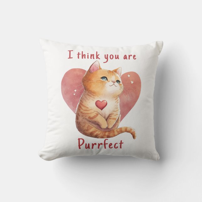 Niedliche Rote Katze Liebe Spaß Valentine Kissen (Vorderseite)