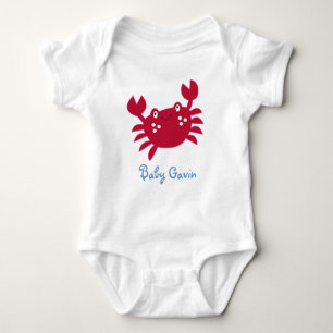 Niedliche rote Krabbe unter dem Seebaby-Strampler Baby Strampler