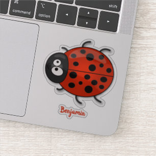 Niedliche , rote Ladybug-Cartoon-Abbildung Aufkleber