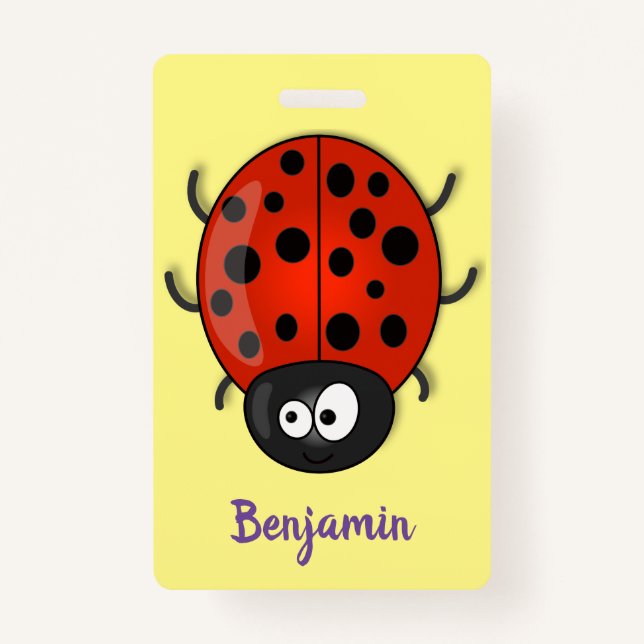 Niedliche , rote Ladybug-Cartoon-Abbildung Ausweis (Vorderseite)