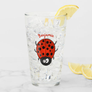 Niedliche , rote Ladybug-Cartoon-Abbildung Glas